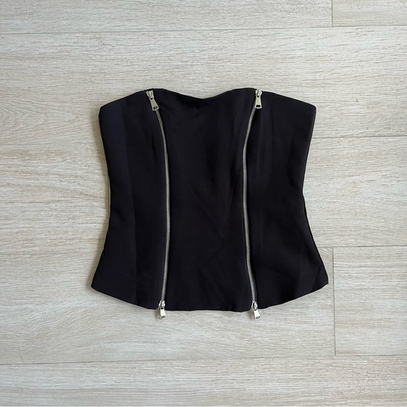 Zara Tops - Black strapless zipper top. Size XS. NWOT. Perfect condition.